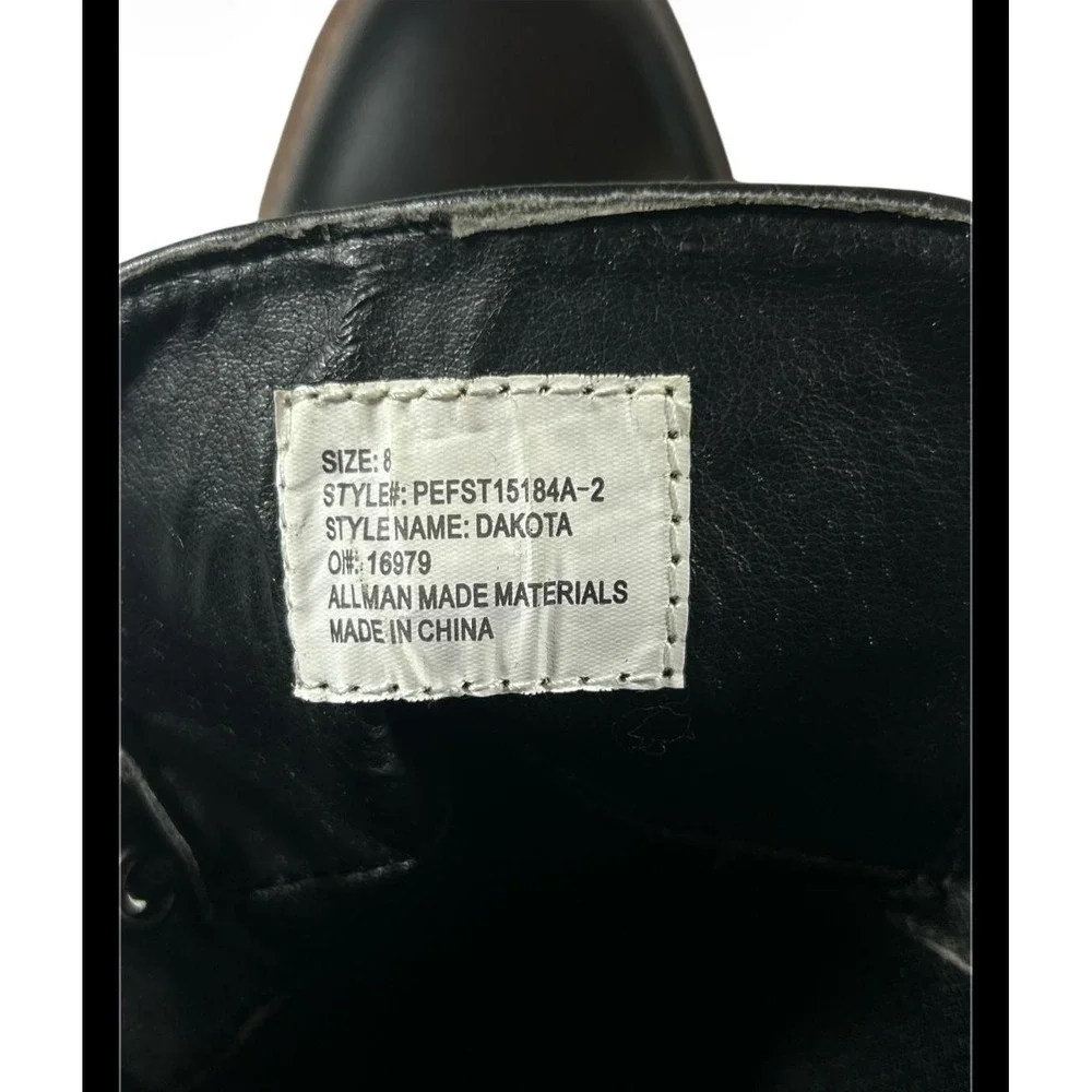 Perry Ellis Portfolio Dakota Black Cap Toe Boots Mens Size 8 Leather Like Finish